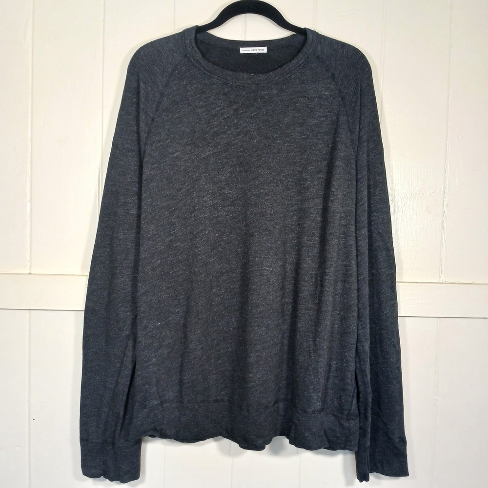 James Perse Sweatshirt Kukio Golf Mens 4 Charcoal Grey Heather Crewneck Pullover